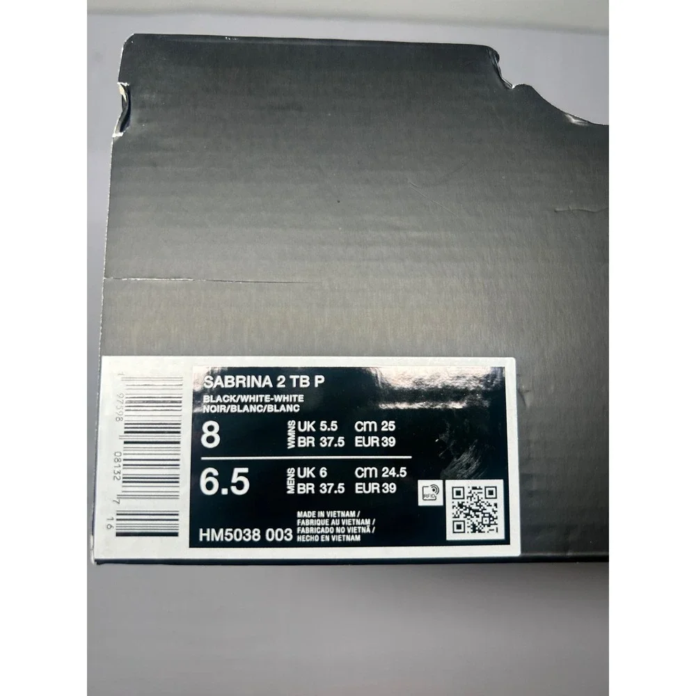 Nike Sabrina 2 TB Black White Size 8 HM5038 002 New/No Lid